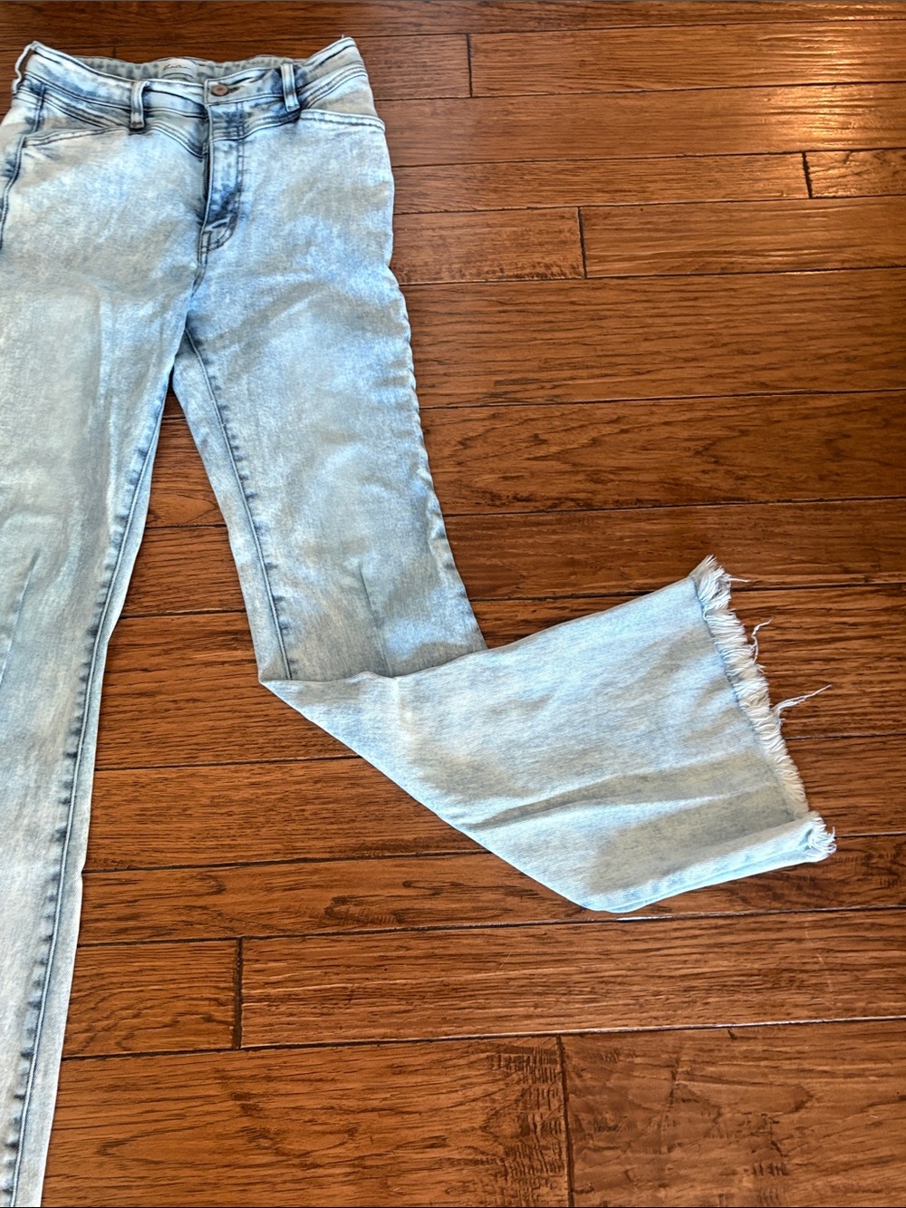 KanCan Light Blue Flare Jeans with Frayed Hem - Picture 5 of 8